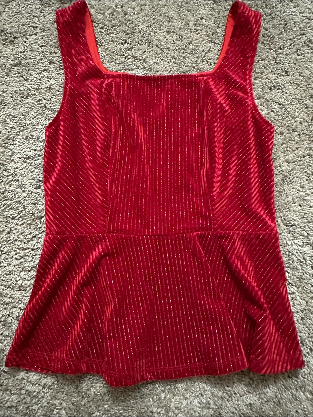 Altar'd State Crimson Velvet Square Neck Peplum Tank